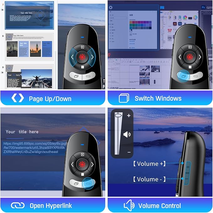 2 in 1 Type C USB Presentation Clicker，Wireless Presenter Remote PowerPoint