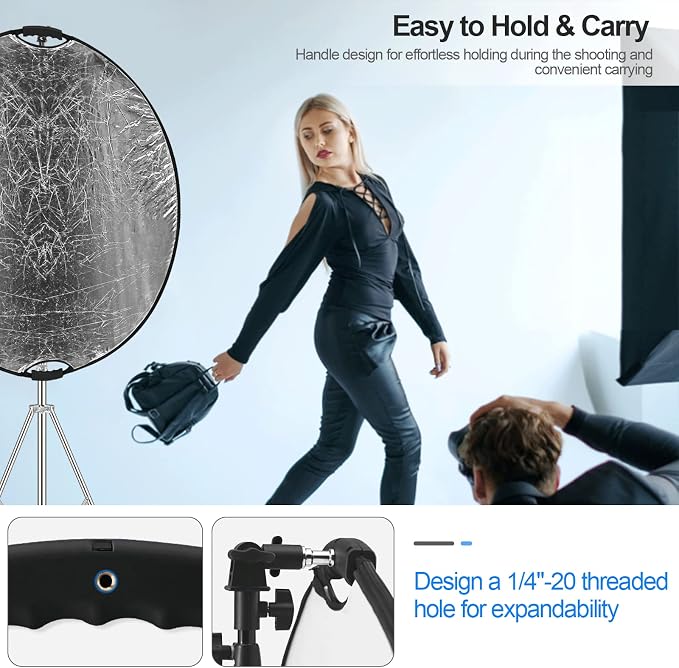 Wellmaking 43Inch/110cm Photography Light Reflector, Portable Foldable 5 in 1