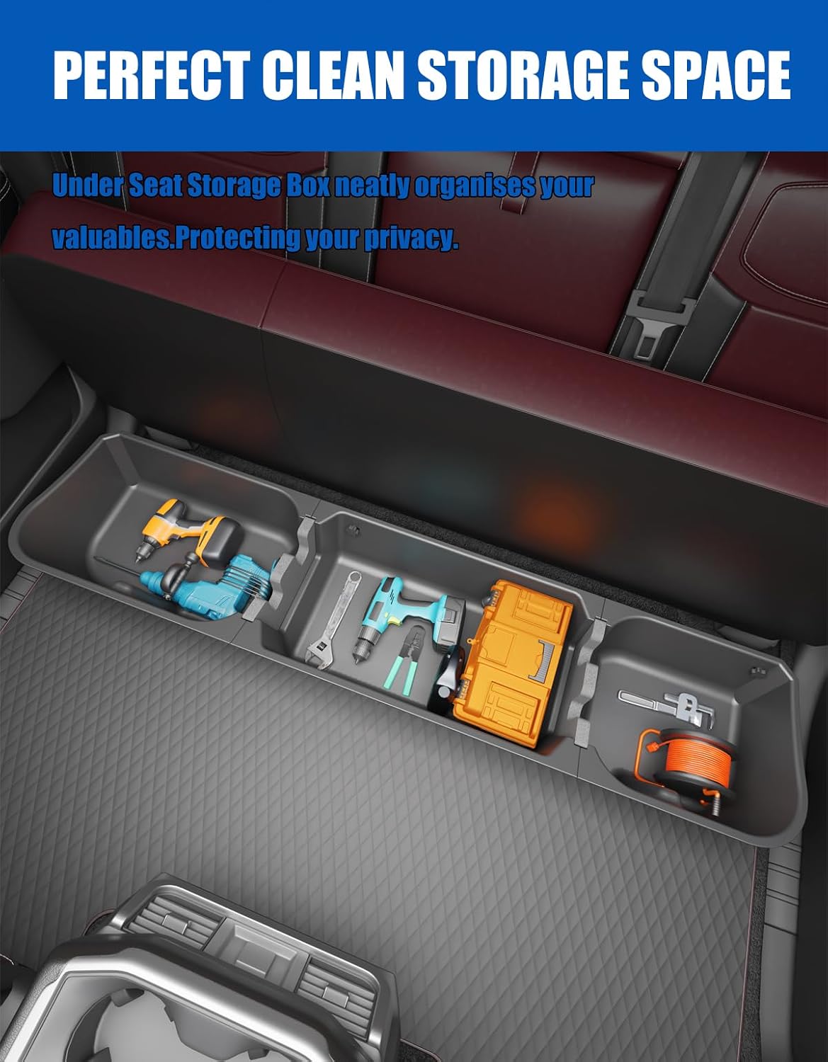 Under Seat Storage Box For 2015-2026 Ford F150 F-150 SuperCrew Cab