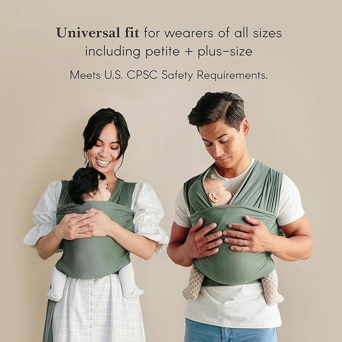 Solly Baby Wrap, Buttery-Soft Baby Carrier Newborn to Toddler 8-25 Lbs., Lightweight & Hands-Free Breathable Summer Carrier, Baby Wearing & Postpartum Essential, New Mom Gift, Natural + Grey Stripe