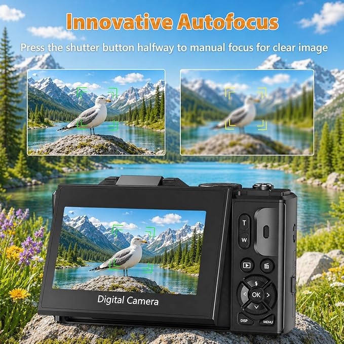 4K Digital Camera for Photography, 64MP Vlogging Camera for YouTube