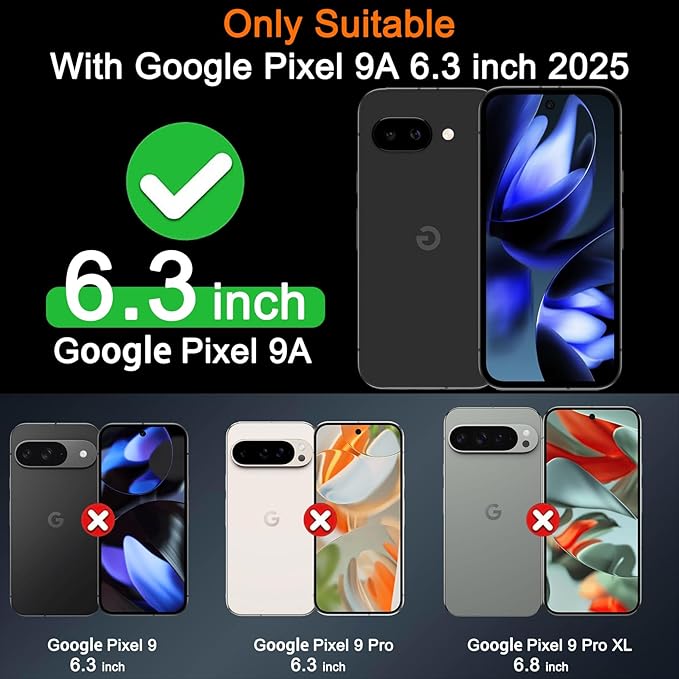 Milomdoi 3 Pack Tempered Glass for Google Pixel 9A Screen Protector