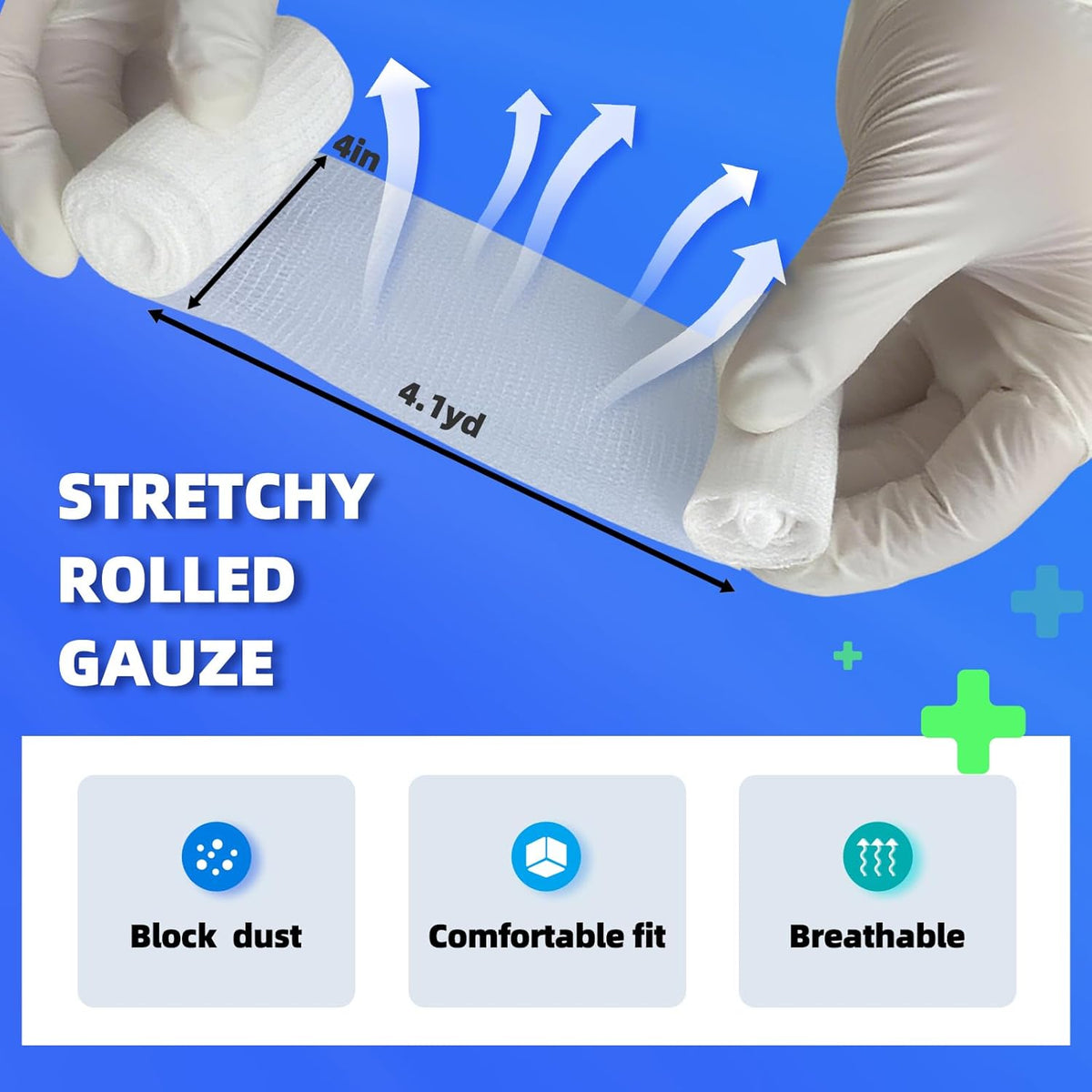 Premium Stretch Bandage Wrap by [Brand Name] - 32 Pack Gauze Rolls, 4" x 4.1 Yards, Latex-Free First Aid Supplies