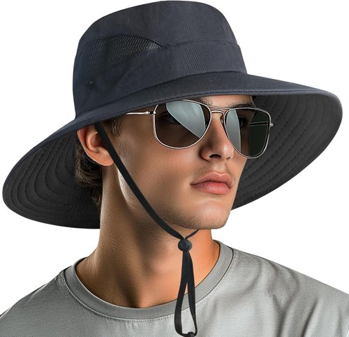 NPQQUAN Ponytail Sun Bucket Hat - Wide Brim UPF 50+ Protection for Fishing & Beach Activities