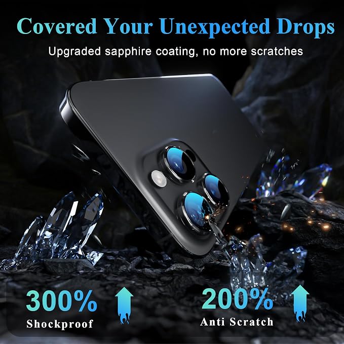 YWXTW Camera Lens Protector for iPhone 16 Pro/iPhone 16 Pro Max, Tempered Glass