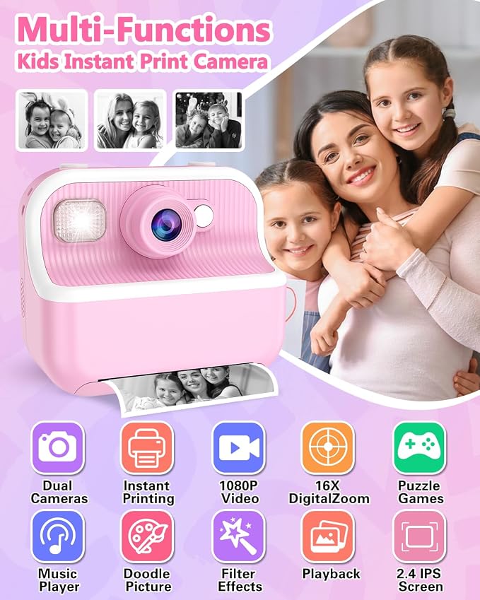 Kids Camera Instant Print, Christmas Birthday Gifts