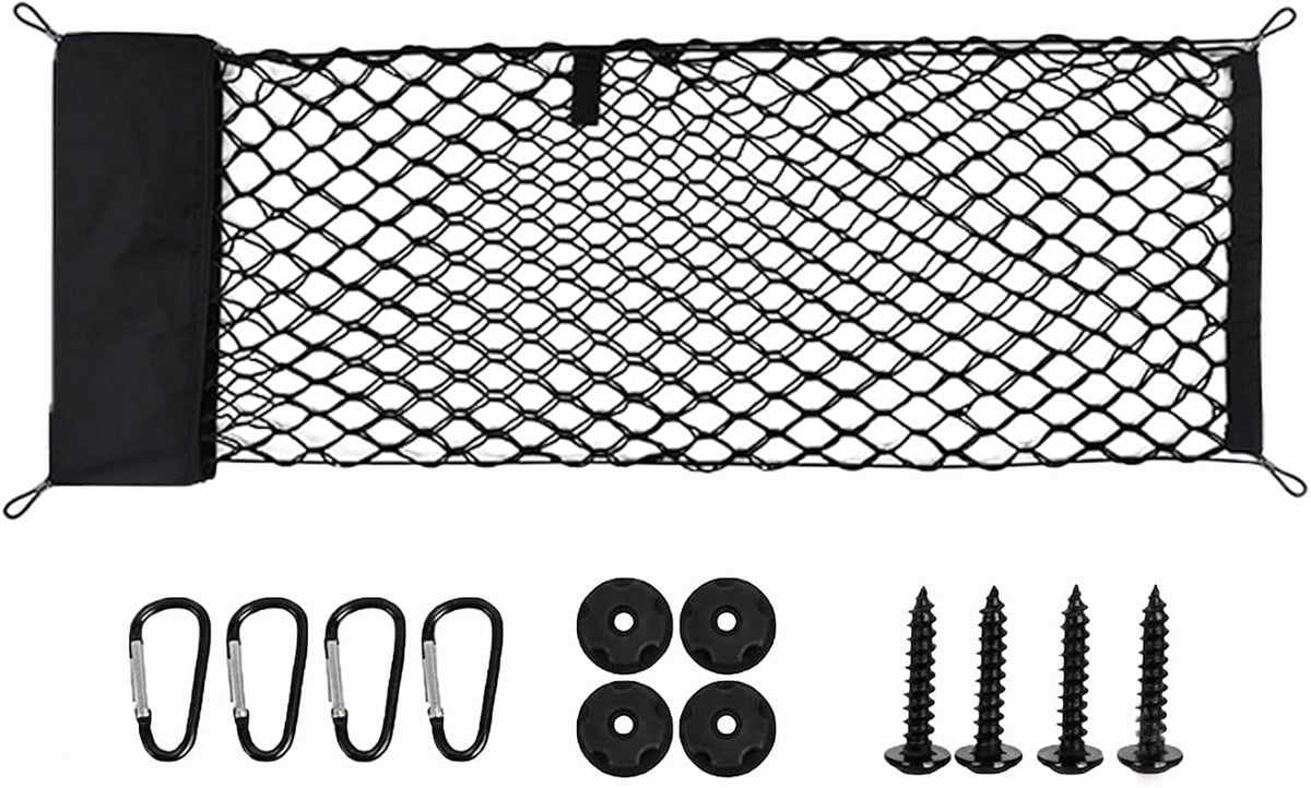 Truck Bed Cargo Net Nylon Universal Heavy Duty Truck Storage Mesh Pouch Pickup Cargo Organizer Trunk Mesh Cargo Net (51x18 Inch)