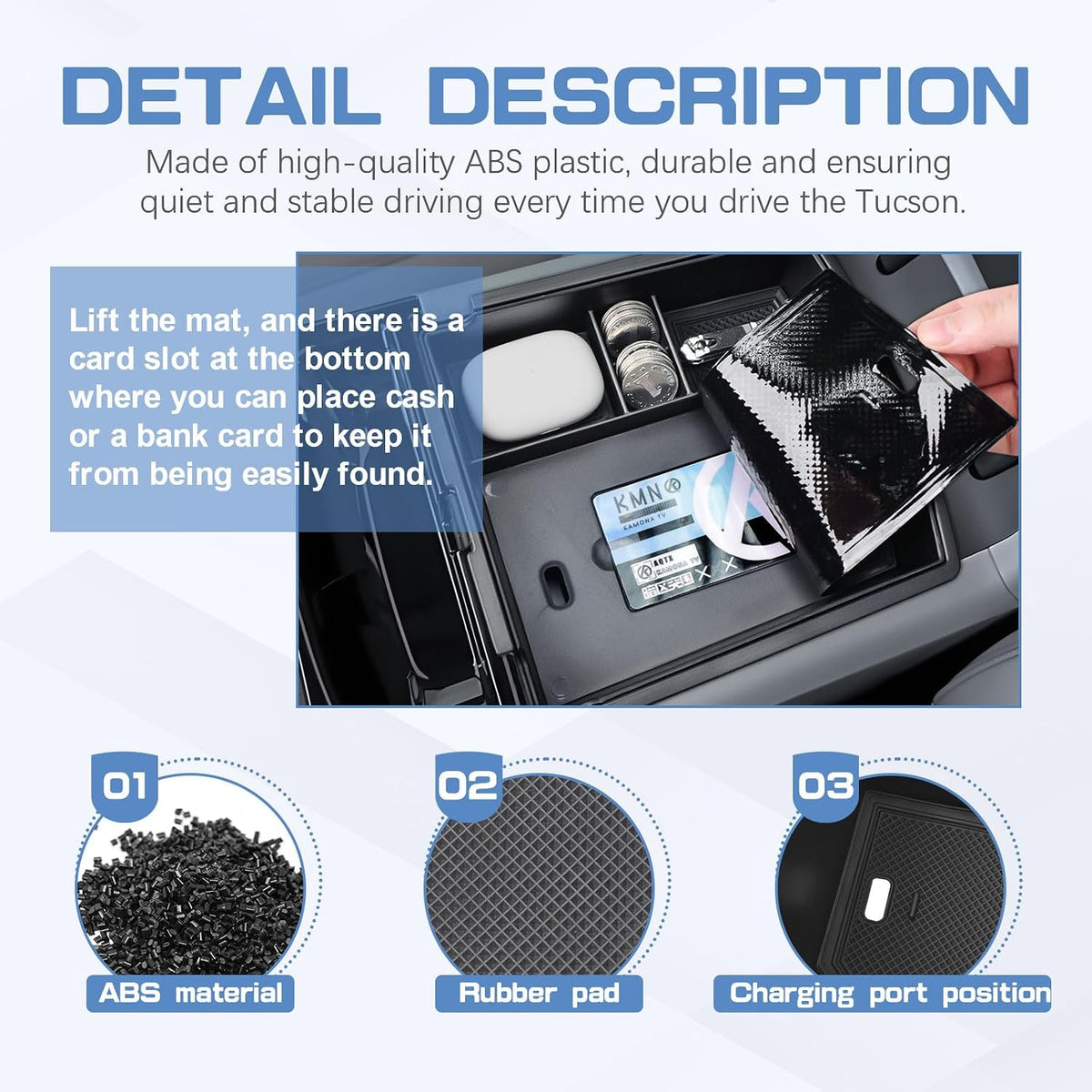 EDBETOS Double-Layer Center Console Organizer for 2025 2026 Hyundai Tucson