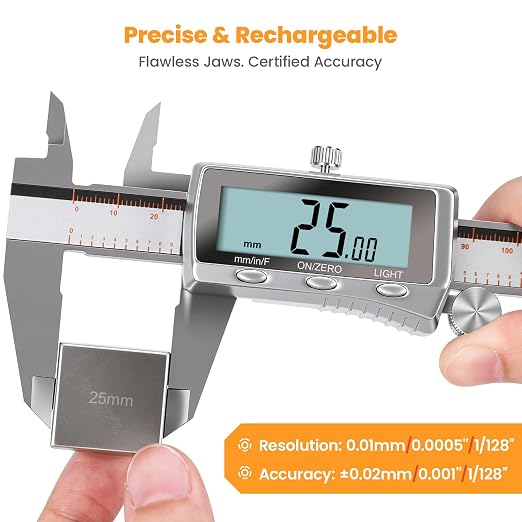 HARDELL Digital Caliper, Rechargeable Caliper Measuring Tool