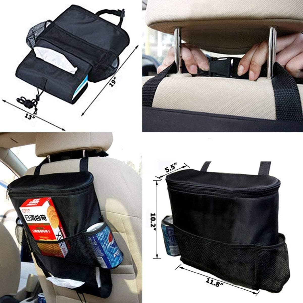 AUTOARK Car Seat Back Organizer and Cooler Set,Multi-Pocket Travel Storage Bag(Heat-Preservation and Waterproof),Bigger-Capacity,AK-054