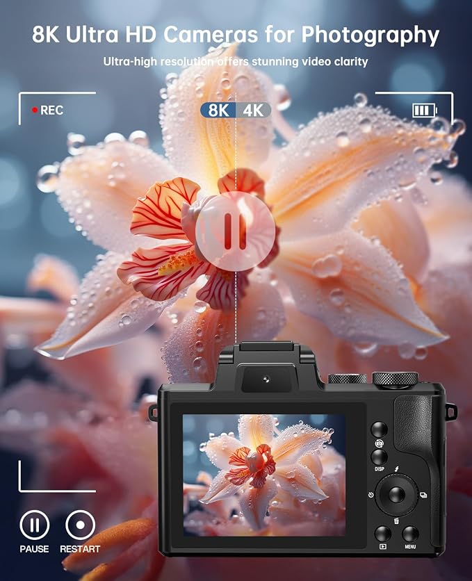 XNSIAKXA 8K Digital Cameras for Photography Autofocus 88MP WiFi Professional