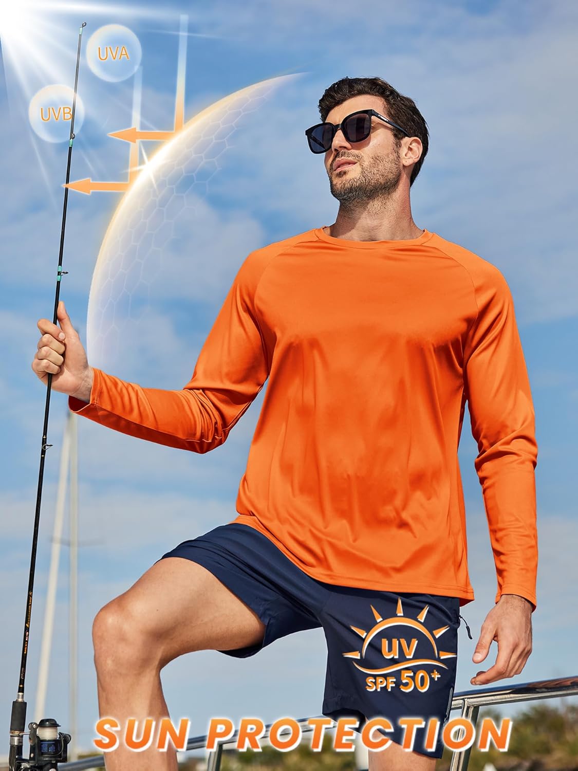 ZITY Long Sleeve Shirts for Men - UPF 50+ Sun Protection Crew Neck T-Shirts | 3-Pack for Outdoor Activities
