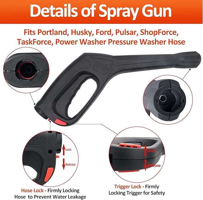 Bear Force High Pressure Power Washer Water Spray Gun, Replacement Pressure Washer Gun, Compatible with Portland Pulsar Taskforce Powerwasher Taskmaster Electric Pressure Washers