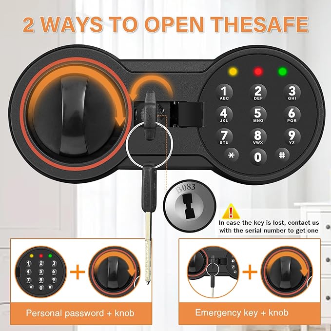 Large Safe Box with LED Light, Anti-theft Home Safe with Digital Keypad