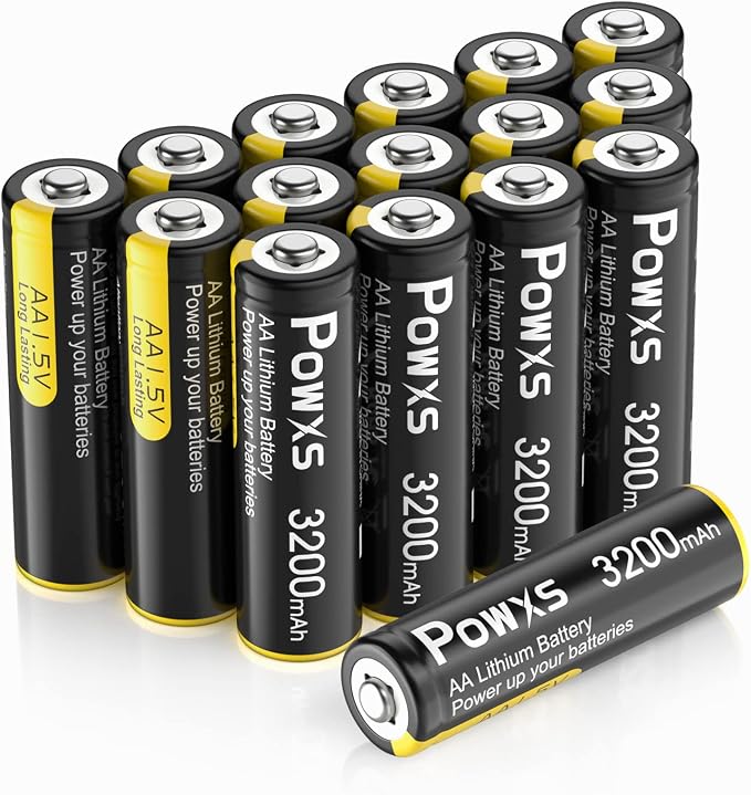 POWXS AA Lithium Batteries, 16 Pack 1.5V Lithium Iron Double A Batteries