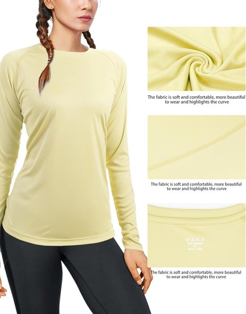 Isnowood Women's UPF 50+ Sun Protection Long Sleeve Swim Shirt - Athletic Top for Hiking & Running