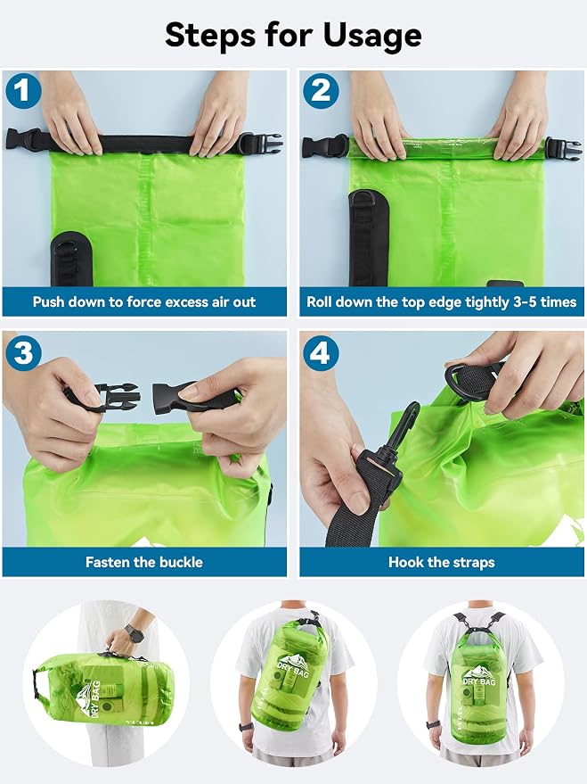 HEETA Dry Bag Waterproof for Women Men, 5L/10L/20L/30L/40L Roll Top Lightweight