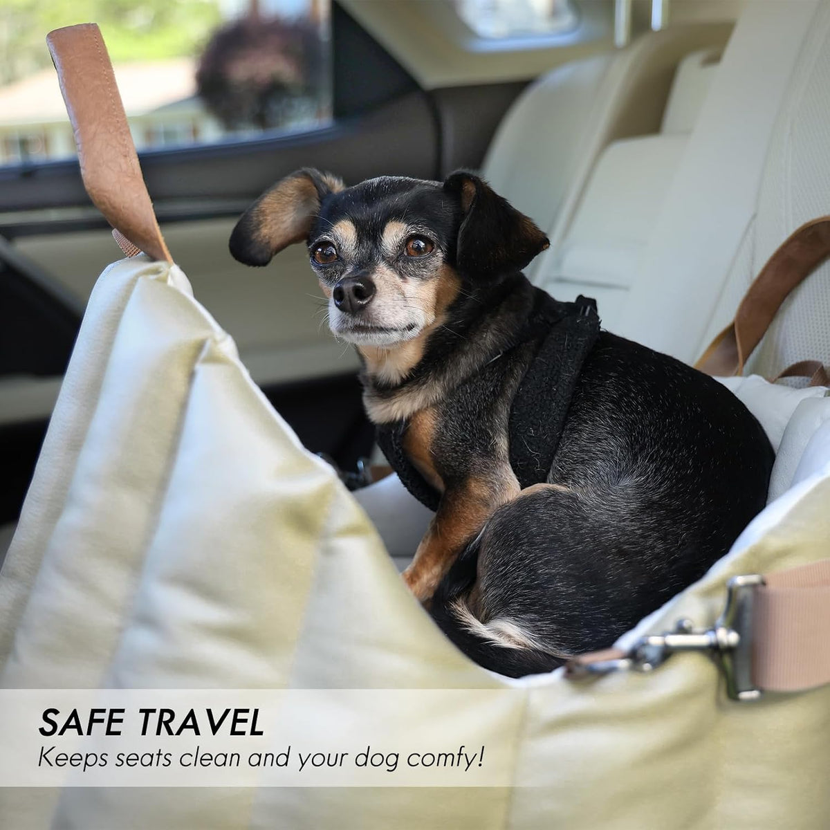 ClevaHome Small Dog Car Seat, Non-Slip Booster Seat for Dogs up to 10lbs