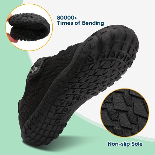 LeIsfIt Kids Girls Boys Shoes Wide Barefoot Shoes Kids Anti-Slip Sneakers Lightweight Hiking Sneakers for Toddler Little Big Kid Black 4 Big Kid