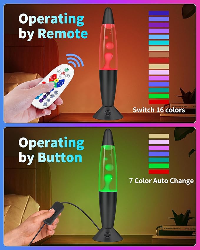 Color Changing Black Liquid Motion Lamps: 17 Colors LED Night Light for Adults with Remote & Timer, Smart Ambient Mood Lighting for Bedroom Office, Novelty Cool Christmas Birthday Gifts, 13 Inch