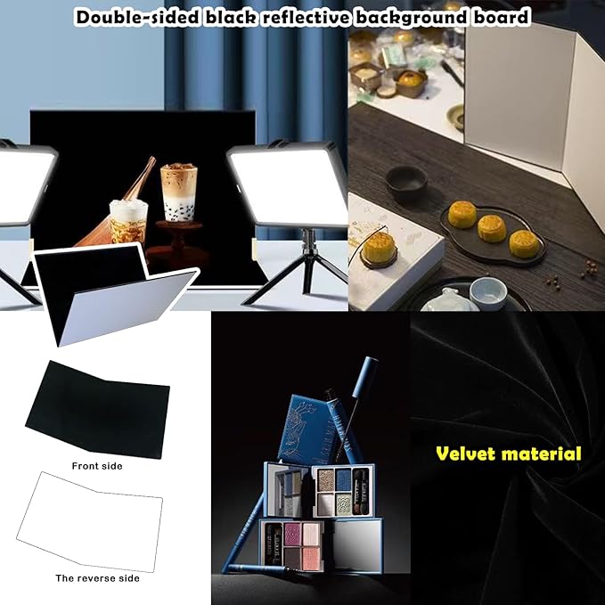 14PCS Black Velvet Flocked Product Photography Backdrops Board