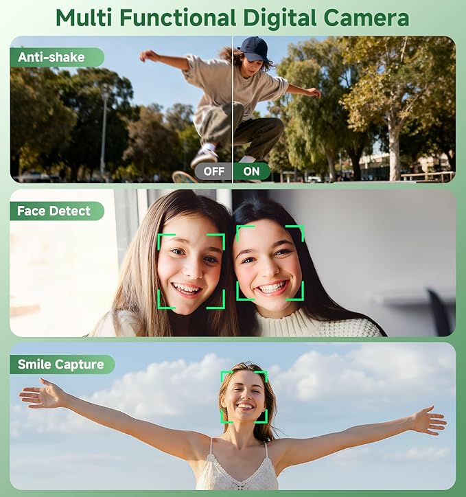 Digital Camera, 56MP Dual Screen Autofocus Vlogging Camera, 16X Zoom Point and