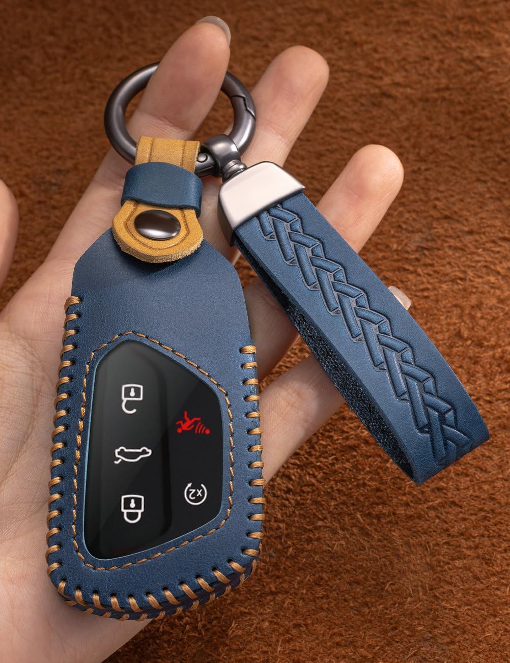for Volkswagen Key Fob Cover Leather Car Key Case Keychain Fob Holder