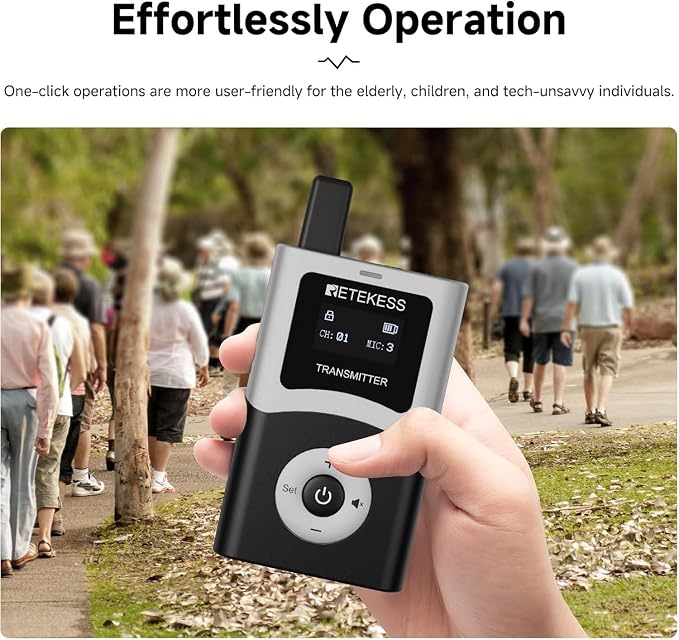 Retekess T130U Audio Tour Guide System, U-Band Digital Mode, 60-Slot Charge Case