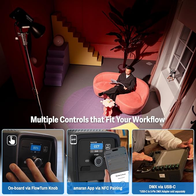 amaran Ray 360c 360W RGB LED Video Light APP/DMX Control 12 Effects, COB