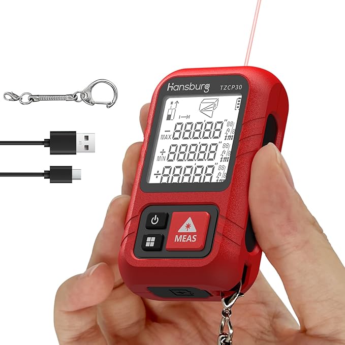 Hansburg Laser Measurement Tool 98 Ft / 30m 8-in-1 Modes Digital Laser Tape