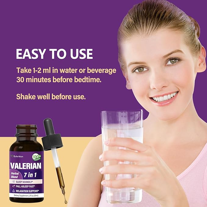 Valerian Root Sleep Support Drops, Passion Flower, Chamomile, Lavender, Soursop Leaves, & Hibiscus Herb Extract Supplement Tincture for Sleep Soundly & Deeply. 4 oz