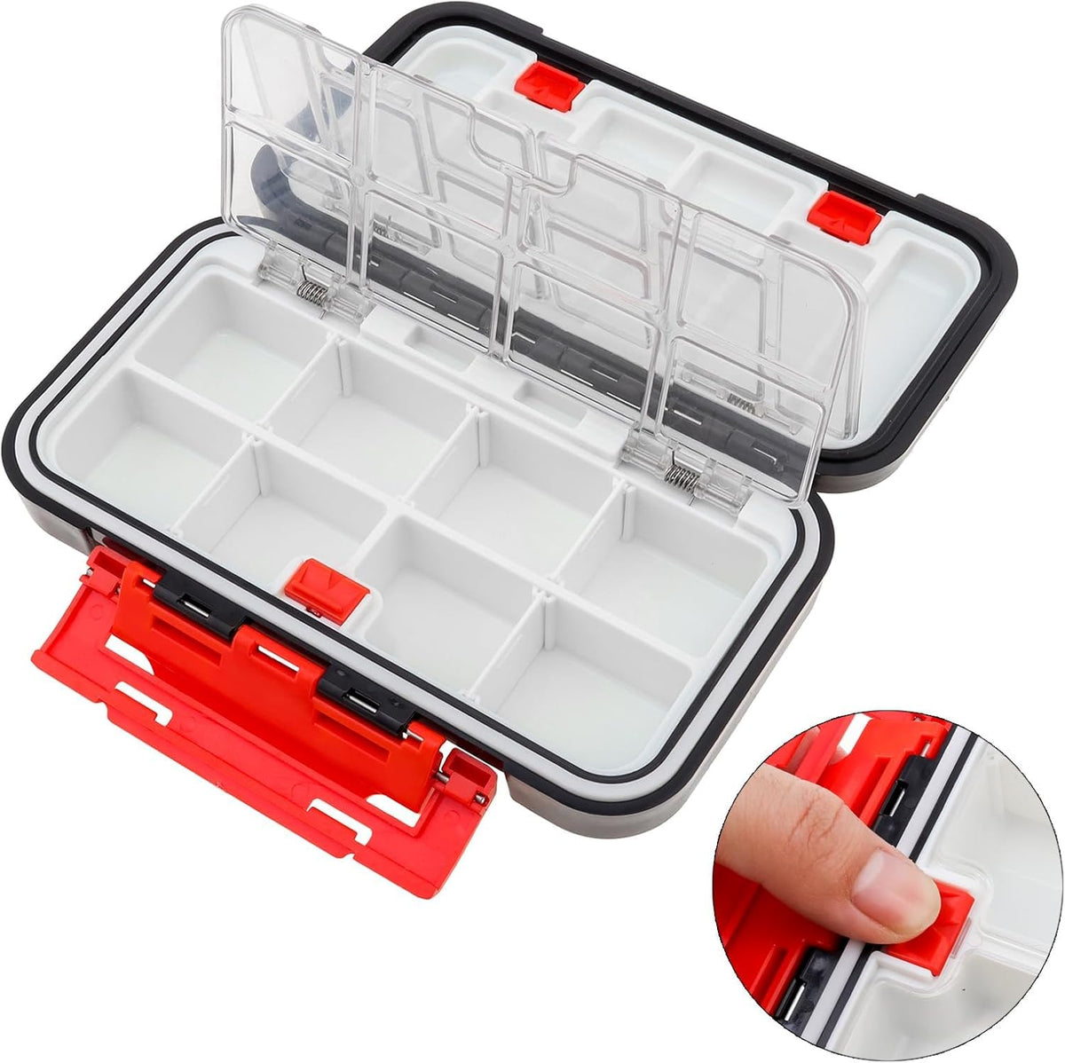 OriGlam Fishing Tackle Storage Box - Double-Sided Waterproof Design | 16 Compartments for Lures (Black)