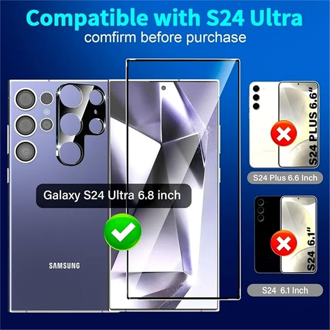 XDesign [2+2 Pack Galaxy S24 Ultra Screen Protector, 9H Tempered Glass Scratch
