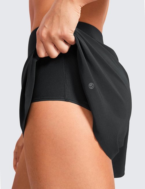 CRZ YOGA Mid Waisted Running Shorts for Women - Comfy Mesh Liner, Quick Dry, Perfect for Gym & Track