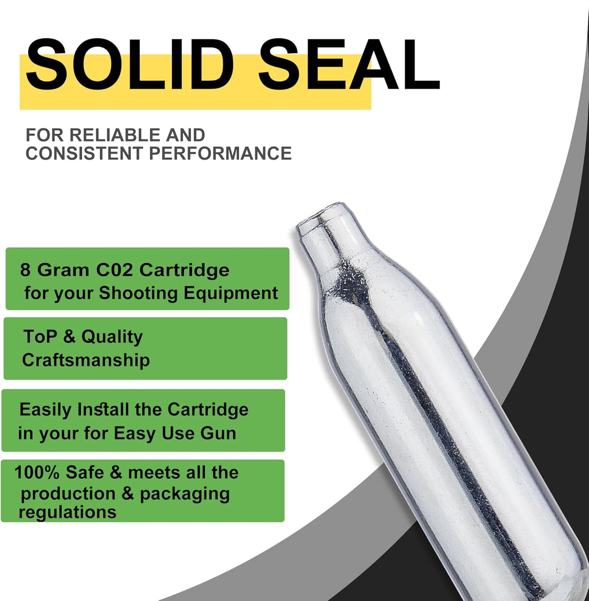 Skiennix CO2 Cartridges - High-Grade Non-Threaded Cylinders for Paintball, Pellet & Airsoft Guns | 8g & 12g