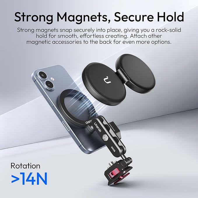 ULANZI Aluminum Magnetic Phone Tripod Mount, MA56 Camera Phone Mount w 1/4''