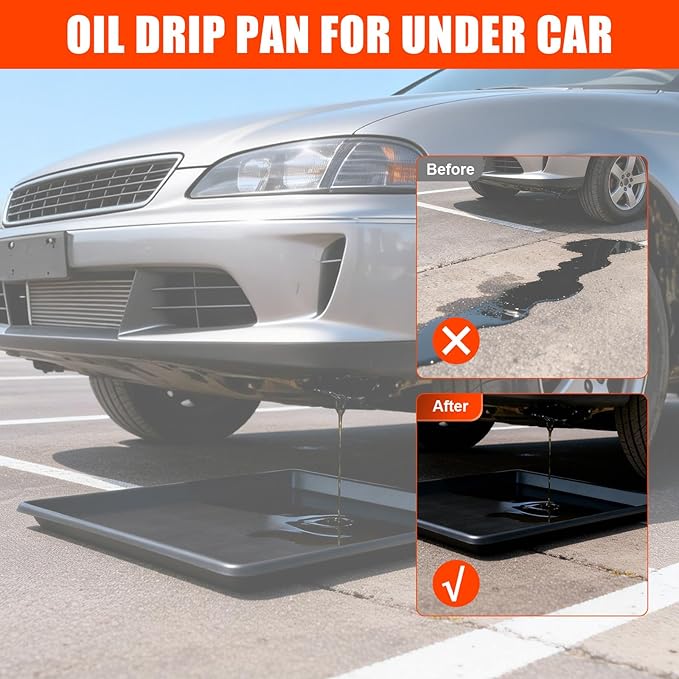 3-Pack Oil Drip Pan for Under Car(35.4 x 24 x 1.6 Inch) Flexible Oil Trays with Felt Mat, Large Leak-Proof Drip Pan for Car Oil Changes, Engine Maintenance, Pet Cleaning, and Home Appliance Repair