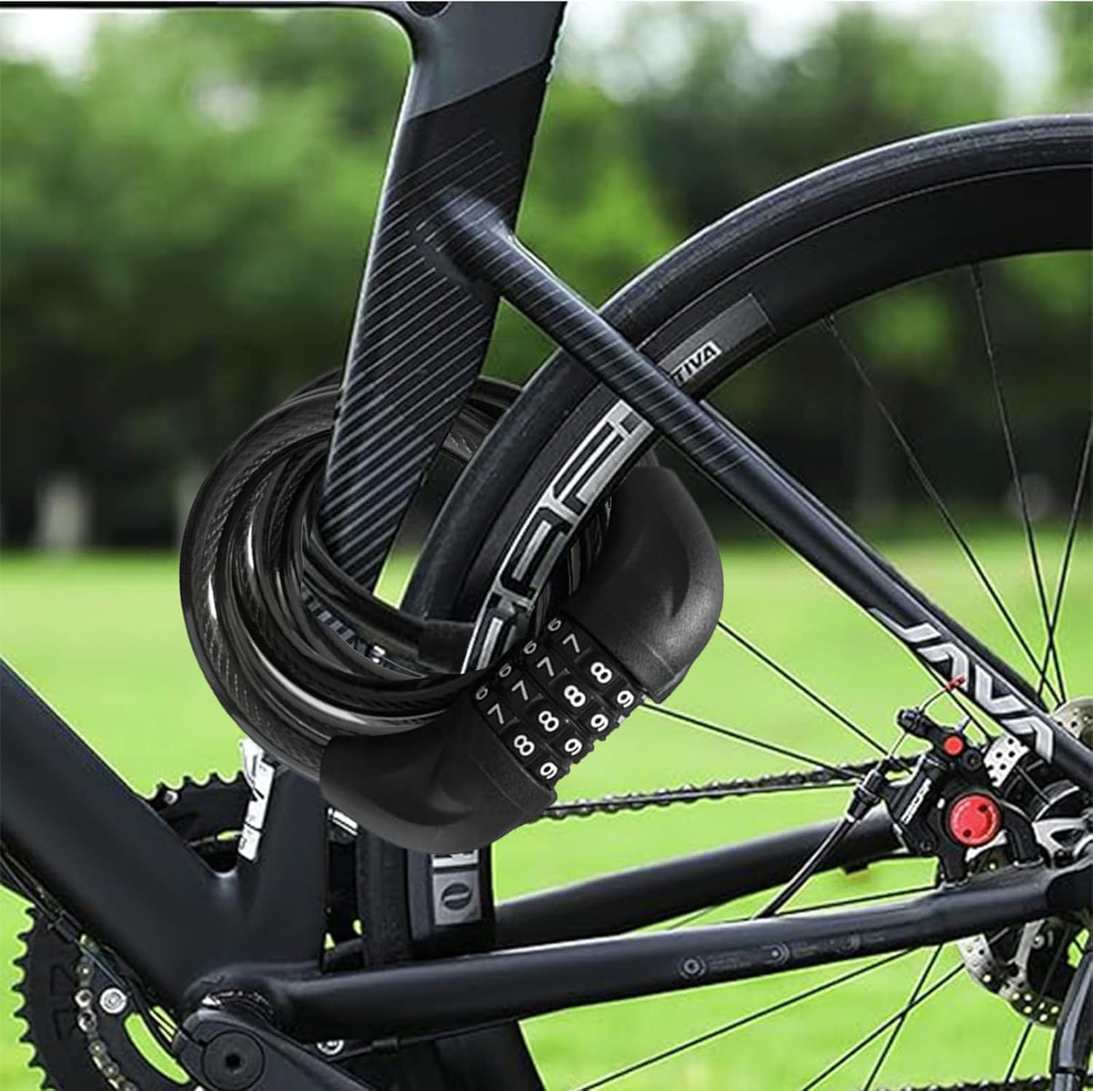 Skiennix Bicycle Cable Lock - 4-Digit Combination Anti-Theft Security | 6-Foot Length, Black