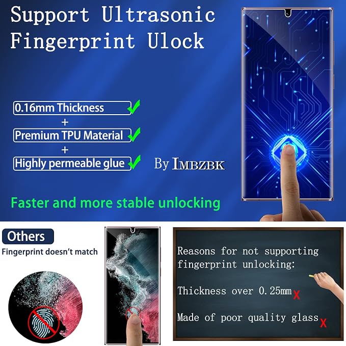 IMBZBK for Samsung Galaxy S22 Ultra 5G Screen Protector, 3 Flexible TPU Film