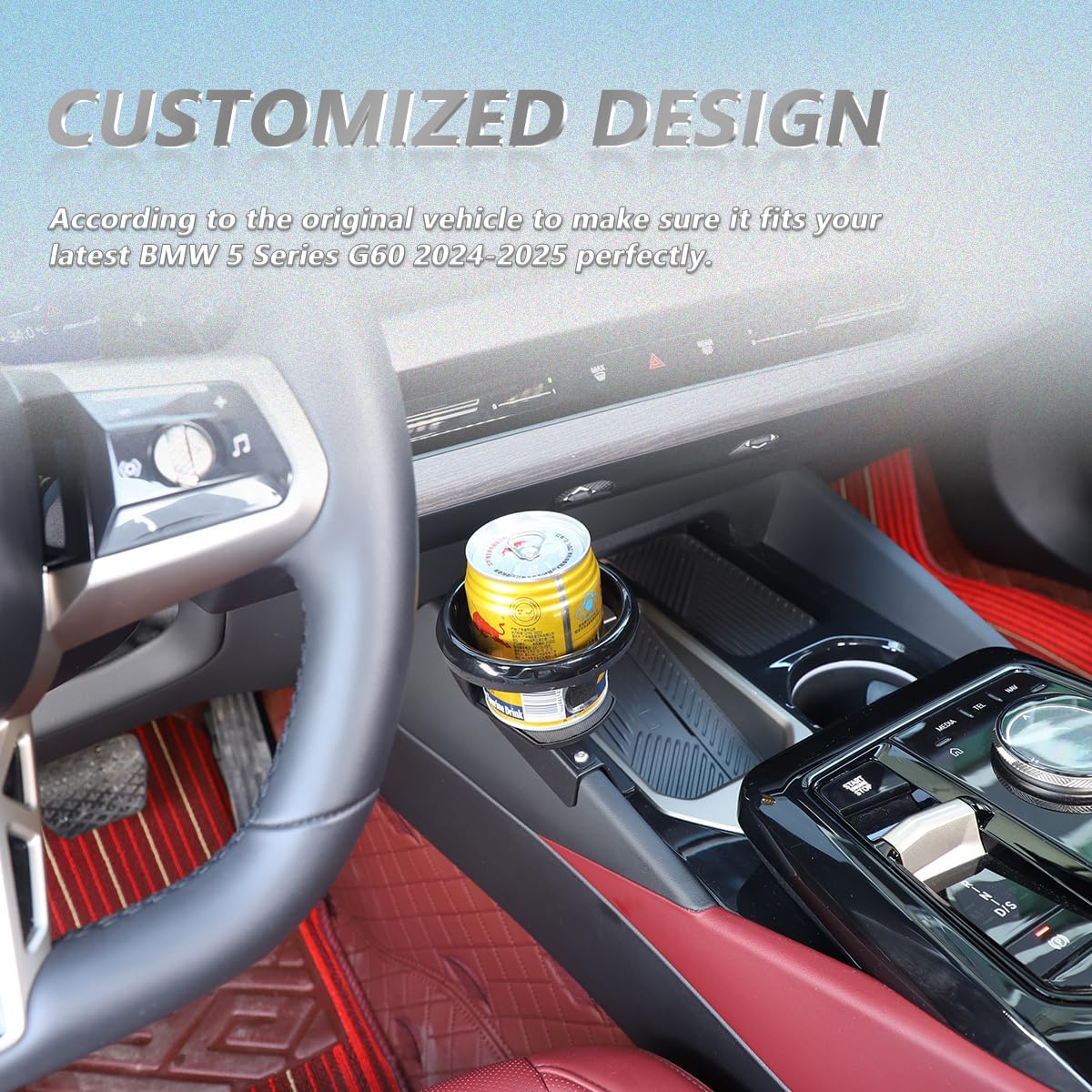 Car Cup Holder, Center Console Cup Holder Compatible with BMW 5 Series G60 2024-2025 Car Center Console Water Cup Holder Expander Interior Accessories