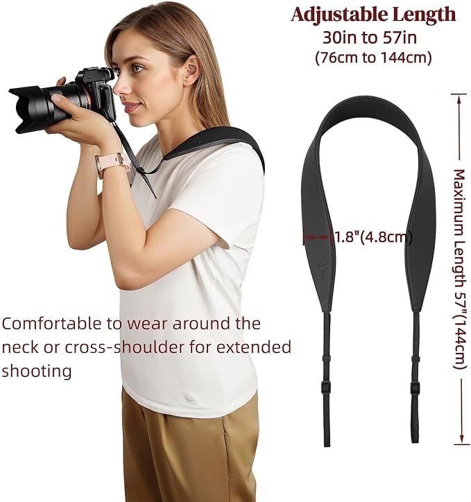 1.8”Wide Camera Strap, Fashionable PU Leather Camera Strap