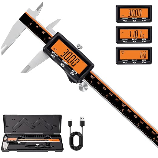 HARDELL Calipers 8", Rechargeable Digital Caliper