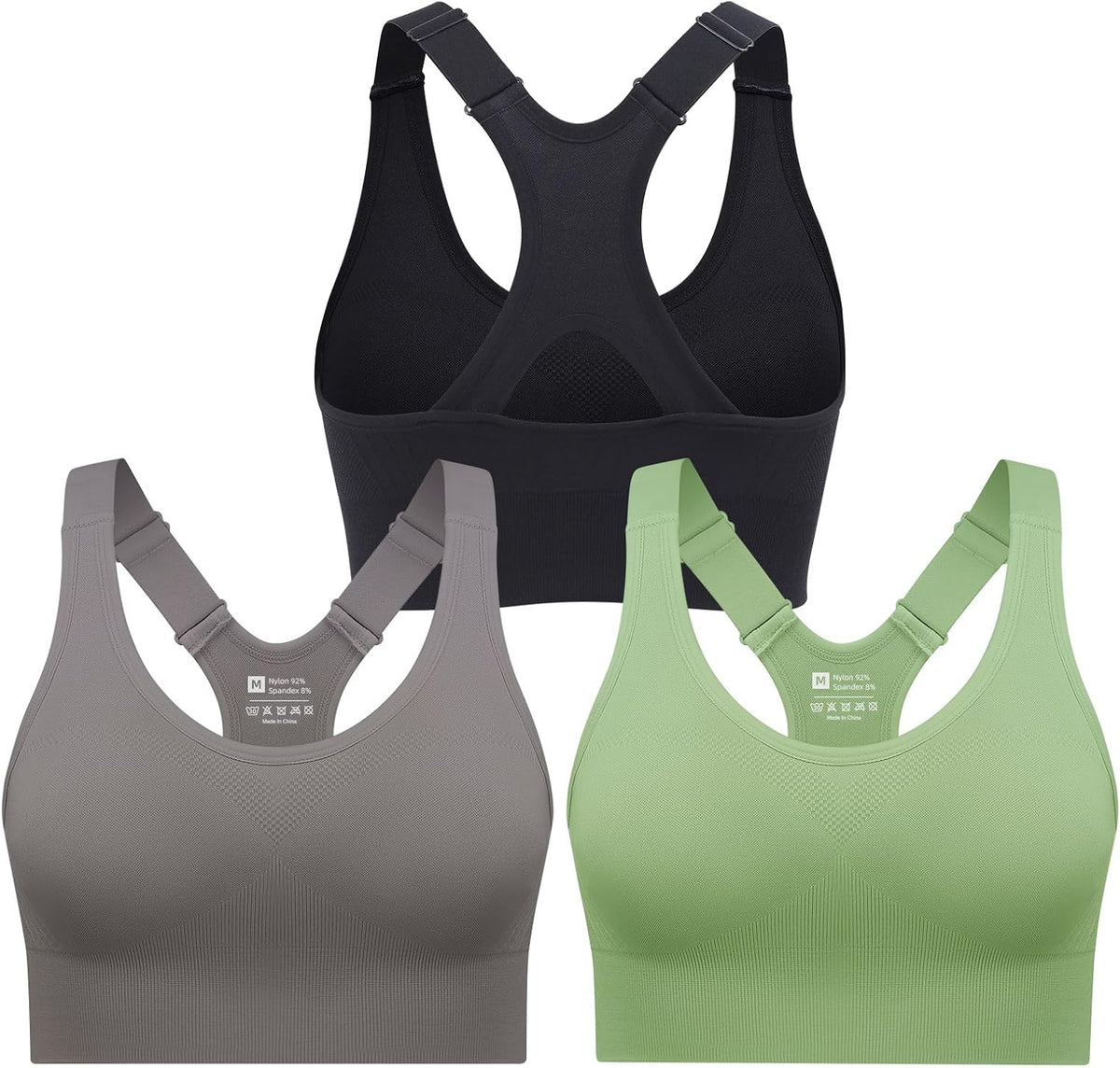 Skiennix Sports Bras for Women - High Support Racerback Design with Adjustable Straps | Padded Seamless Yoga Bra