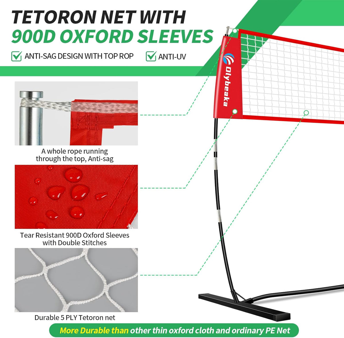 Portable Volleyball Net - 5-Height Adjustable Backyard Set with Widened Base & Carry Bag | 12ft/14ft