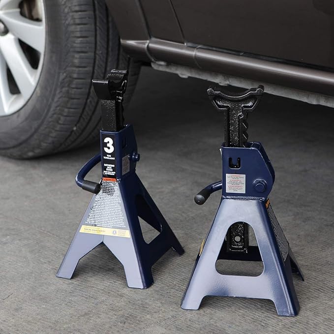 Big RED AT43202UR Torin Steel Heavy Duty Tall High-Lifting Jack Stands for All Automotive: 6,000 lbs (3 Ton) Capacity - 1 Pair, Blue