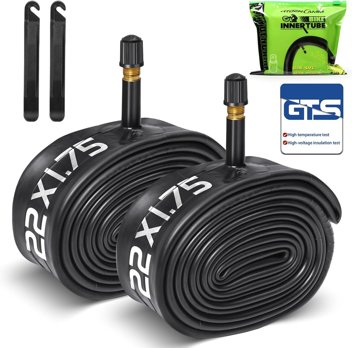 Reliable Bicycle Tube - 2 Pack with Tire Levers & 32mm AV Schrader Valve | Fits 12"-29" Bikes