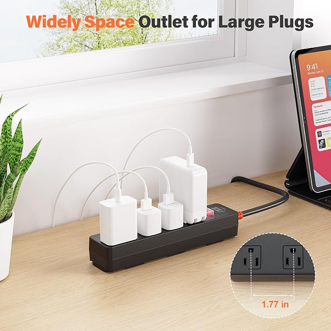 Outdoor Power Strip Weatherproof, IPX6 Waterproof Surge Protector with 4 Wide Outlets, 1625W/13A Overload Protection Switch, 10FT Extension Cord, Wall Mountable for Indoor Outdoor, UL FCC Listed