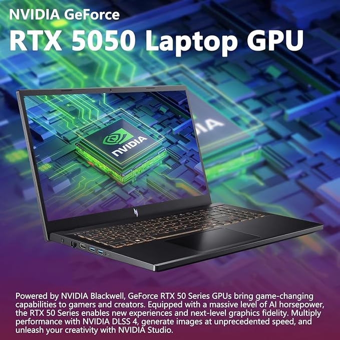 Acer Nitro V 15.6" FHD Gaming Laptop, Intel Core i5-13420H, GeForce RTX 5050, 64GB RAM 1TB SSD, 128gb 9H Docking Station, Webcam, Wi-Fi, Backlit Keyboard, Windows 11 Home, Black
