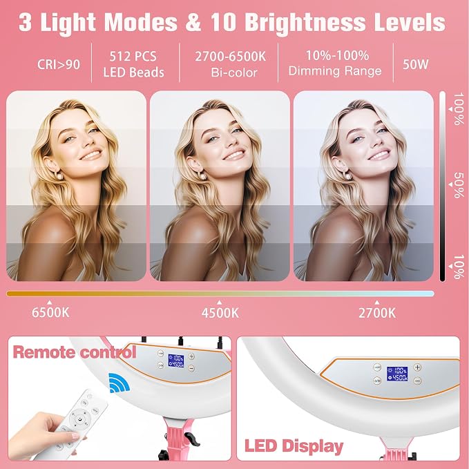 Ring Light with Stand 22inch Kit: Professional Ring Light Overhead Tripod