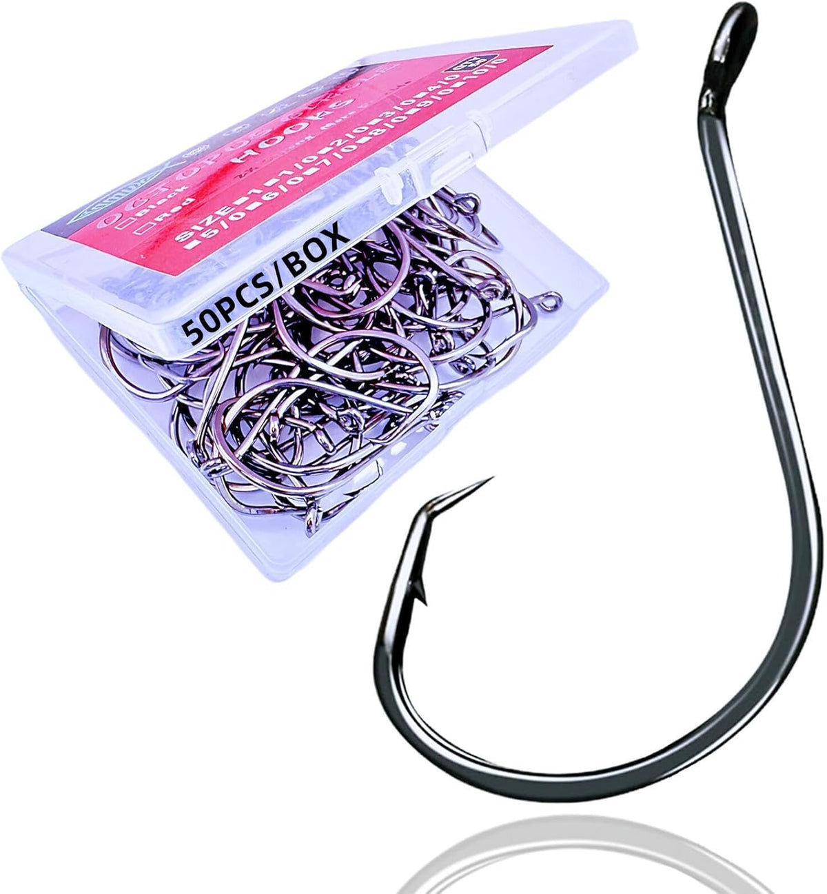 Skiennix Circle Hooks - 2X Strong Octopus Offset Fishing Hooks Set for Saltwater & Freshwater | 50PCS